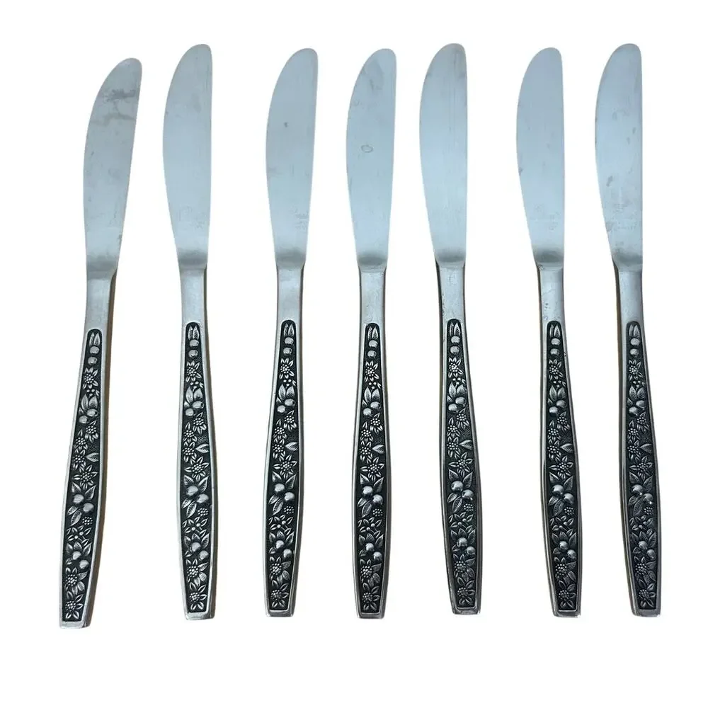 Vintage Pageant Harvest Stainless Steel Flatware Japan - 7 Knives